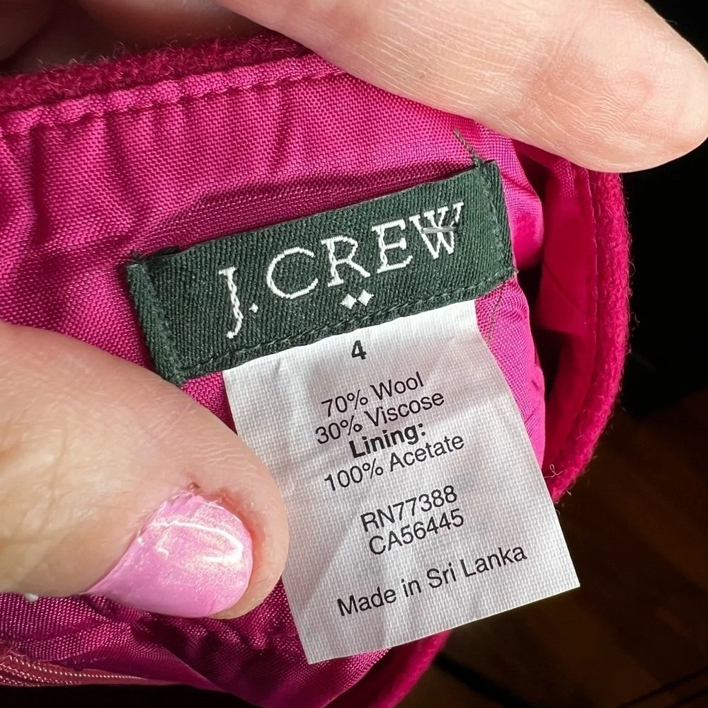 Vtg J. Crew Women’s 4 Hot Pink Wool A-Line Classic Mini Skirt S